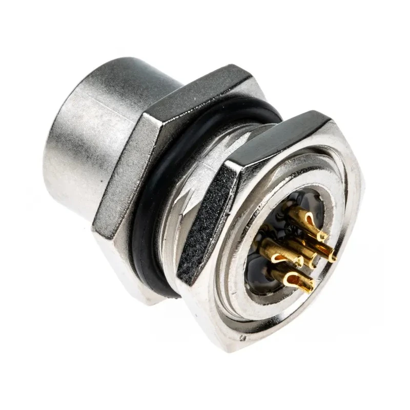 TE Connectivity Circular Connector 5 Contacts Panel Mount Socket Female IP67 M12 Series 1838891-3