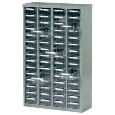 RS PRO Steel Cabinet 60 Drawer Storage Steel, 937 mm x 586 mm x 222 mm, Grey 669-3800