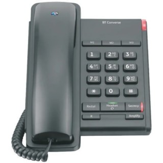 BT Corded Black Telephone Wall Mount with 3 Speed Dial Buttons 040206