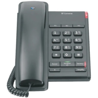 BT Corded Black Telephone Wall Mount with 3 Speed Dial Buttons 040206