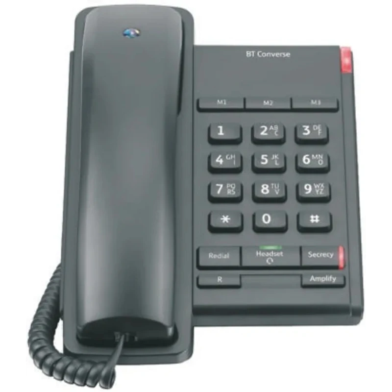 BT Corded Black Telephone Wall Mount with 3 Speed Dial Buttons 040206