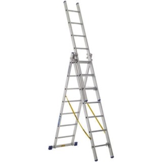 Zarges Aluminium Combination Ladder with 2 Sections, Closed Height 2.2m, Extended Height 5m, Load Capacity 150kg, Model 41097