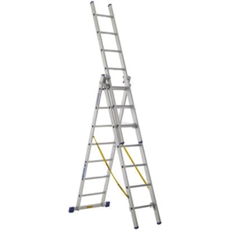 Zarges Aluminium Combination Ladder with 2 Sections, Closed Height 2.2m, Extended Height 5m, Load Capacity 150kg, Model 41097