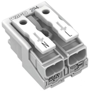 WAGO 294 Series Power Supply Connector Female Push-in, 2-Pole, 24A, 2-Way 294-4012