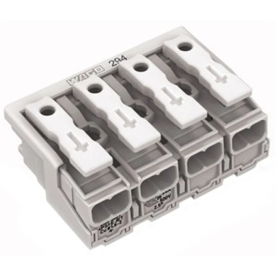 WAGO 294 Series 4-Pole Female Push-in Power Supply Connector 500V 24A 294-4004