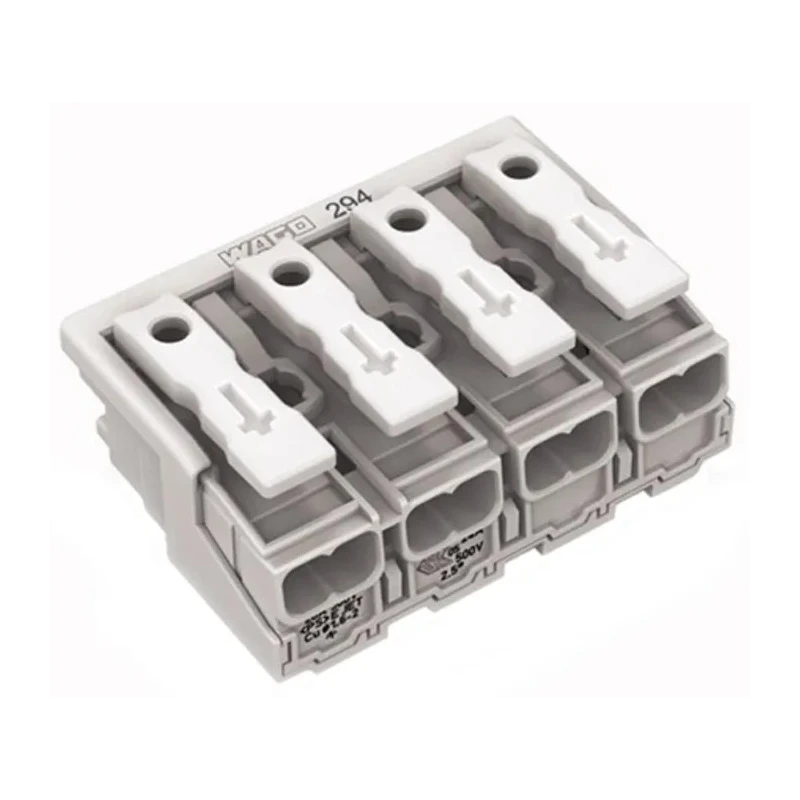WAGO 294 Series 4-Pole Female Push-in Power Supply Connector 500V 24A 294-4004