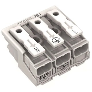 WAGO 294 Series Power Supply Lighting Connector Female Push-in 3-Pole 24A 500V 294-4013