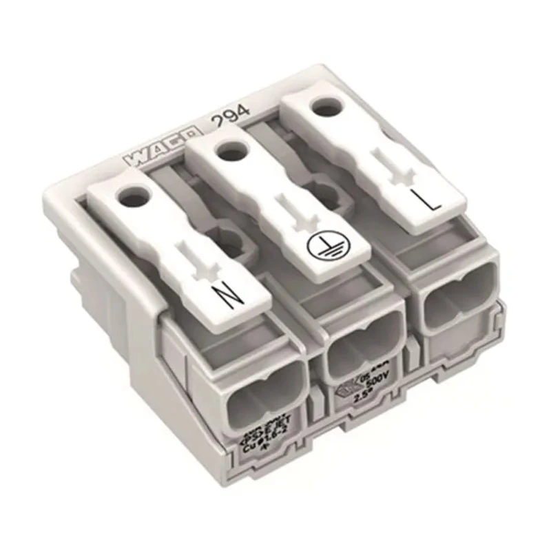 WAGO 294 Series Power Supply Lighting Connector Female Push-in 3-Pole 24A 500V 294-4013