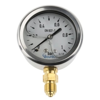 Bourdon Stainless Steel 63 mm Dial Size G 1/4 Bottom Connection Pressure Gauge 1 bar MIT3-D22.B15