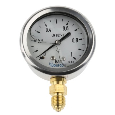 Bourdon Stainless Steel 63 mm Dial Size G 1/4 Bottom Connection Pressure Gauge 1 bar MIT3-D22.B15