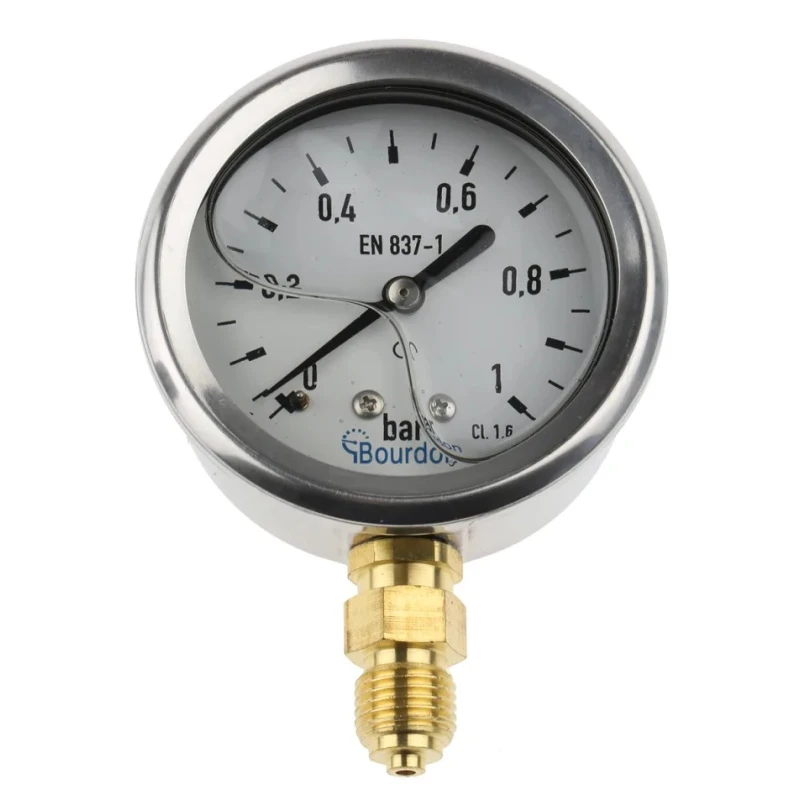 Bourdon Stainless Steel 63 mm Dial Size G 1/4 Bottom Connection Pressure Gauge 1 bar MIT3-D22.B15