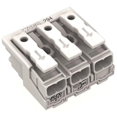 WAGO 294 Series Snap-in Power Supply Connector Female Push-in 3-Pole 24A 500V 294-5003