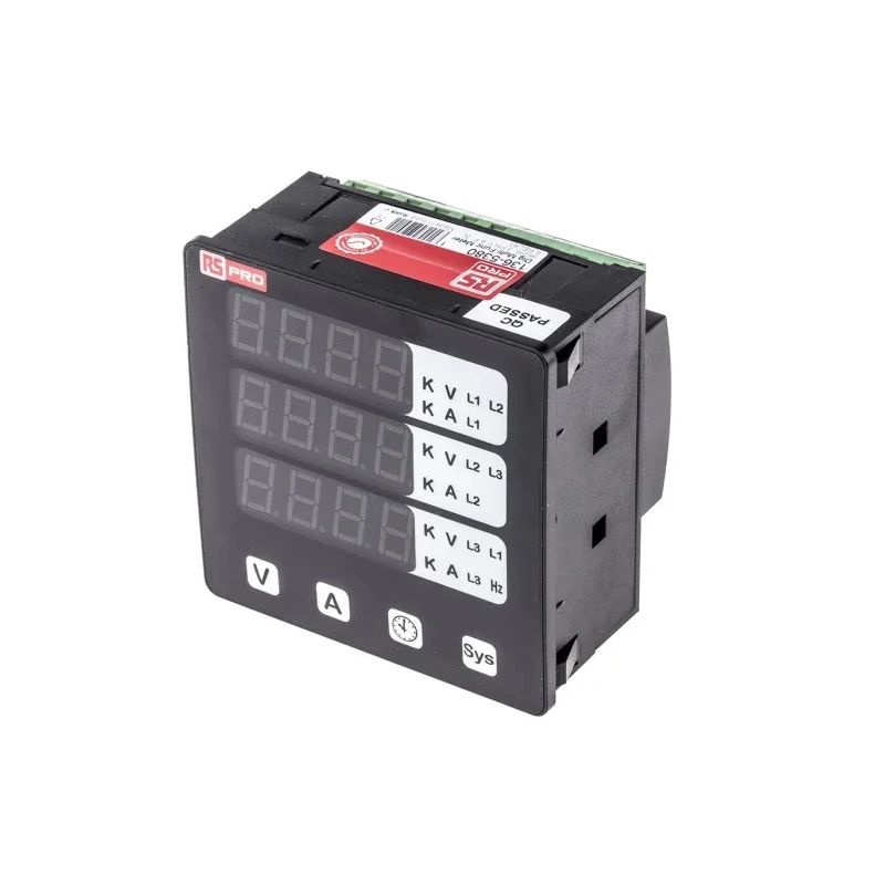 RS Pro LED Digital Panel Multifunction Meter for Hour, Rotational Speed, Frequency, AC Current, AC Voltage, 92 mm x 136-5380