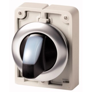 Eaton RMQ-Titan Series 3 Position Illuminated Selector Switch Head, 30 mm Cutout, White Handle, IP66 187134 M30C-FWRLK3-W
