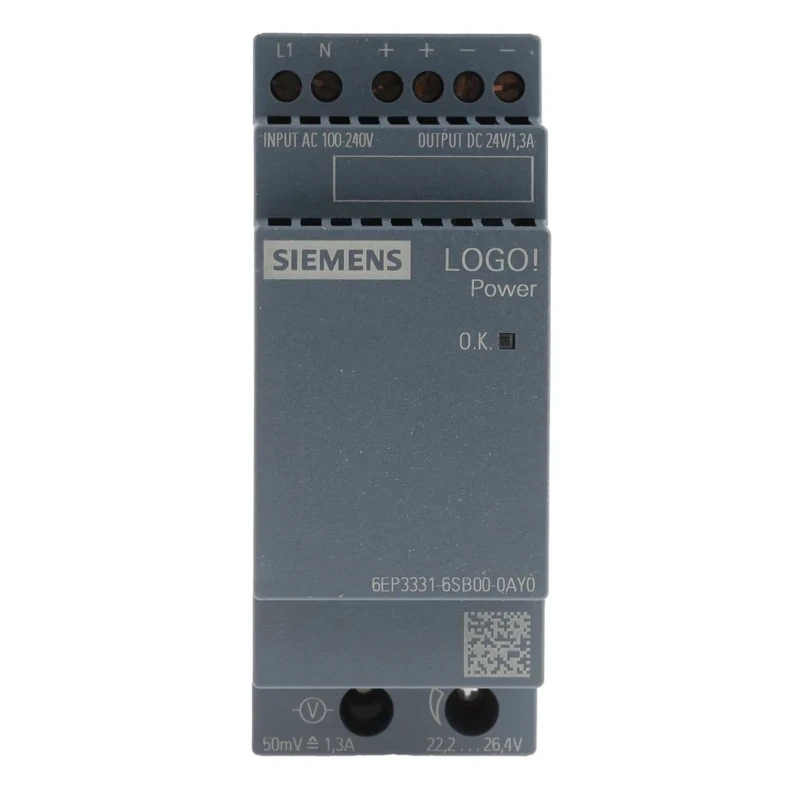 Siemens LOGO POWER Switched Mode DIN Rail Power Supply 264V AC Input 24V DC Output 1.3 A 31 W 6EP3331-6SB00-0AY0