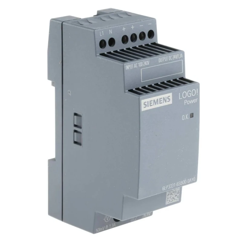 Siemens LOGO POWER Switched Mode DIN Rail Power Supply 264V AC Input 24V DC Output 1.3 A 31 W 6EP3331-6SB00-0AY0