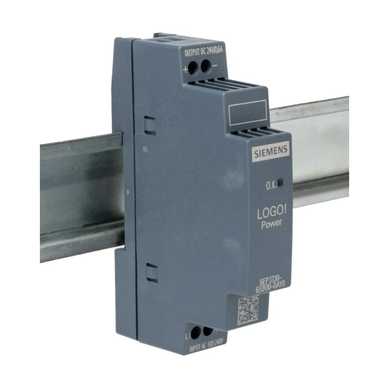 Siemens LOGO POWER Switched Mode DIN Rail Power Supply 264V AC/DC Input 24V DC 14W Output 600mA 6EP3330-6SB00-0AY0
