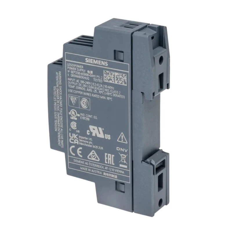 Siemens LOGO POWER Switched Mode DIN Rail Power Supply 264V AC/DC Input 24V DC 14W Output 600mA 6EP3330-6SB00-0AY0