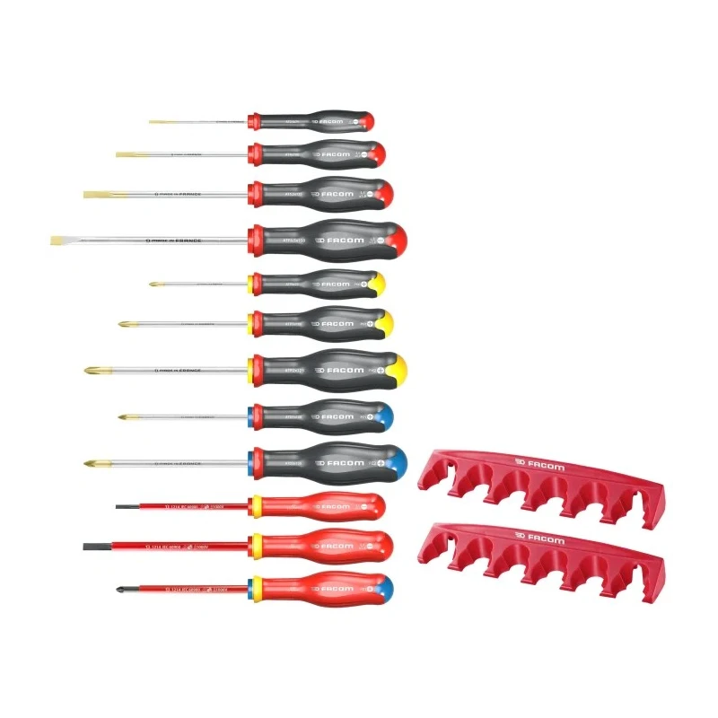 Facom Phillips, Pozidriv, Slotted Standard Screwdriver Set, 12-Piece AT.J12R1PB