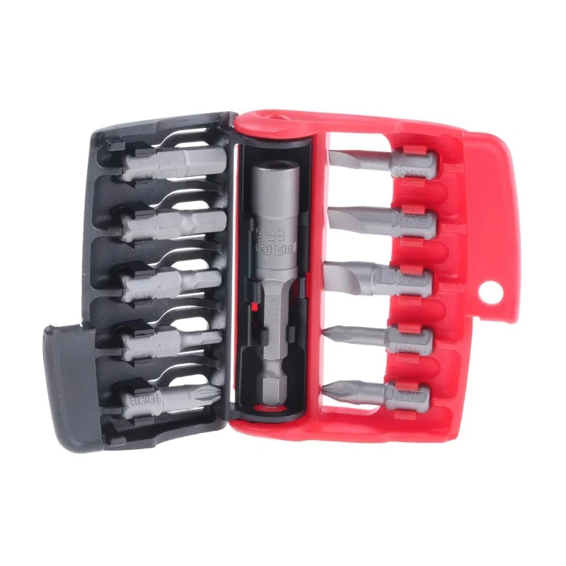 Facom Hex Pozidriv Slotted Screwdriver Bit Set, 10 Pieces, Polyamide, 1/4-25 mm, 1/4 in Drive Size E.111PB