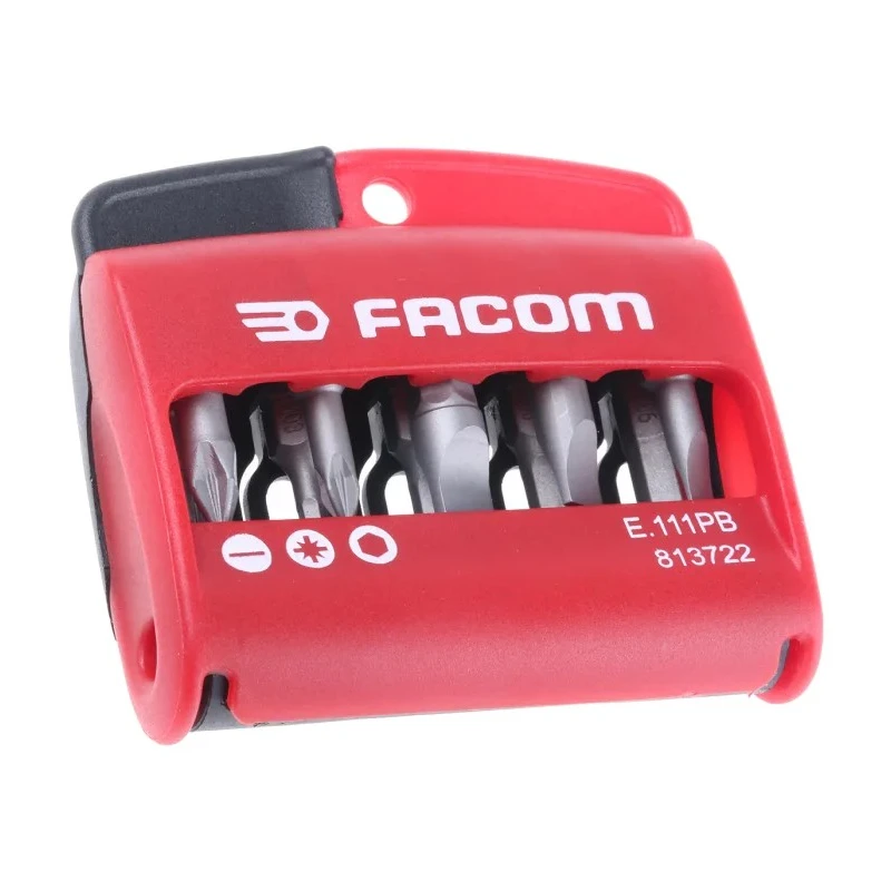 Facom Hex Pozidriv Slotted Screwdriver Bit Set, 10 Pieces, Polyamide, 1/4-25 mm, 1/4 in Drive Size E.111PB