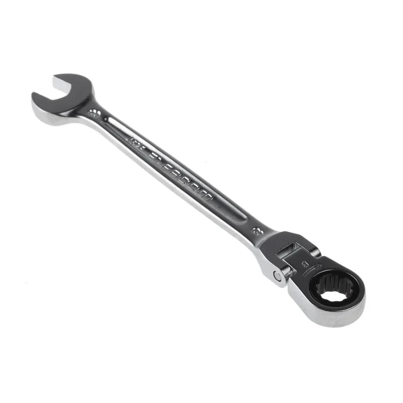 Facom Combination Ratchet Spanner Satin Chrome 8 mm, 127 mm Overall Length 467BF.8
