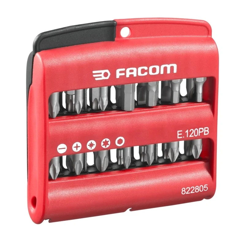 Facom Hex, Phillips, Pozidriv, Slotted, Torx Screwdriver Bit Set 28 Pieces Polyamide Case E.120PB