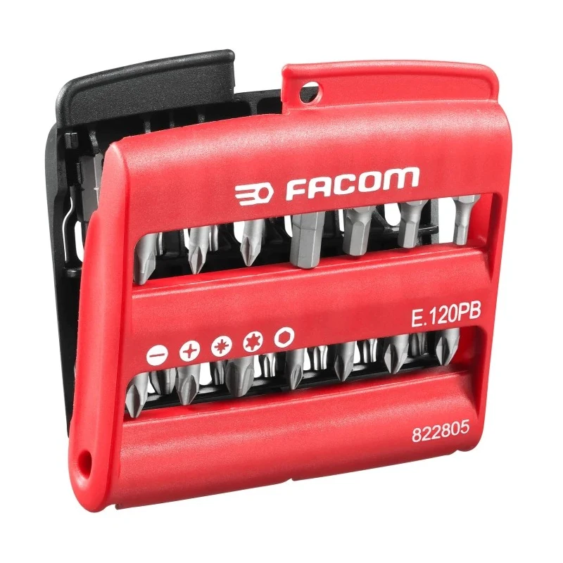 Facom Hex, Phillips, Pozidriv, Slotted, Torx Screwdriver Bit Set 28 Pieces Polyamide Case E.120PB