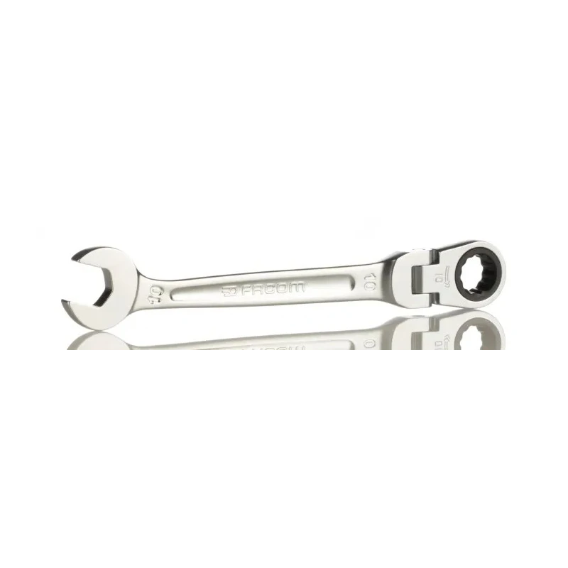 Facom Combination Ratchet Spanner Satin Chrome 10 mm, 136 mm Overall Length 467BF.10