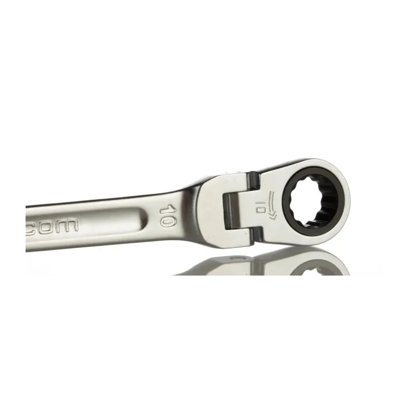 Facom Combination Ratchet Spanner Satin Chrome 10 mm, 136 mm Overall Length 467BF.10