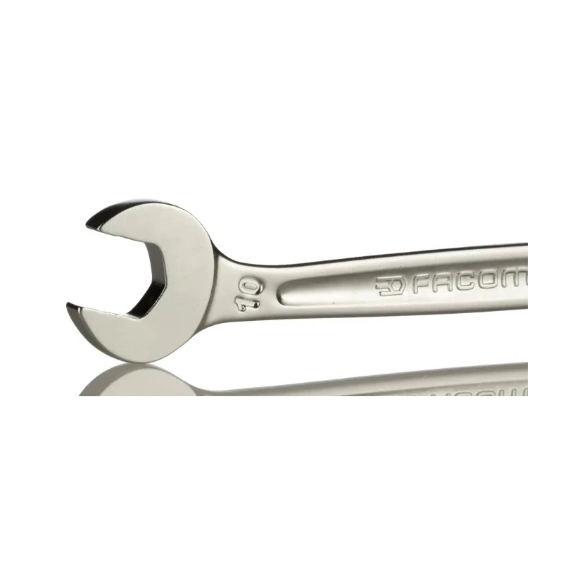 Facom Combination Ratchet Spanner Satin Chrome 10 mm, 136 mm Overall Length 467BF.10