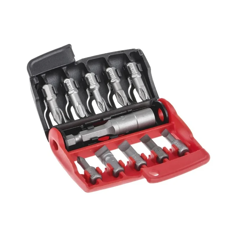 Facom Phillips Pozidriv Slotted Screwdriver Bit Set 1/4-25 mm, 10 Pieces, Polyamide, 25 mm Length E.110PB