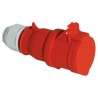 Bals Industrial Power Connector Cable Mount 3P+PE 16A 415V IP44 Red Polyamide Spring Terminal