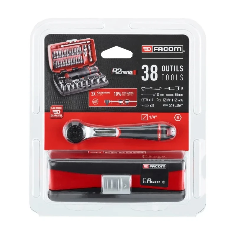 Facom 38-Piece 1/4 in 6 Point Bit Hexagon Socket Set R2NANOPB