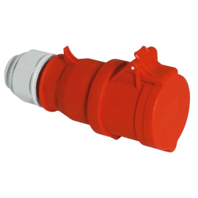 Bals Industrial Power Connector 3P+N+PE 16A 415V IP44 Red Cable Mount with Spring Terminal Housing 
