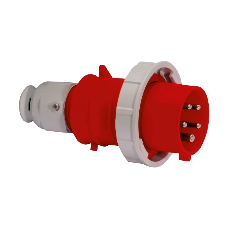 Bals IP67 Red Cable Mount 3P+N+PE Straight Industrial Power Connector, 16A, 415V IP67