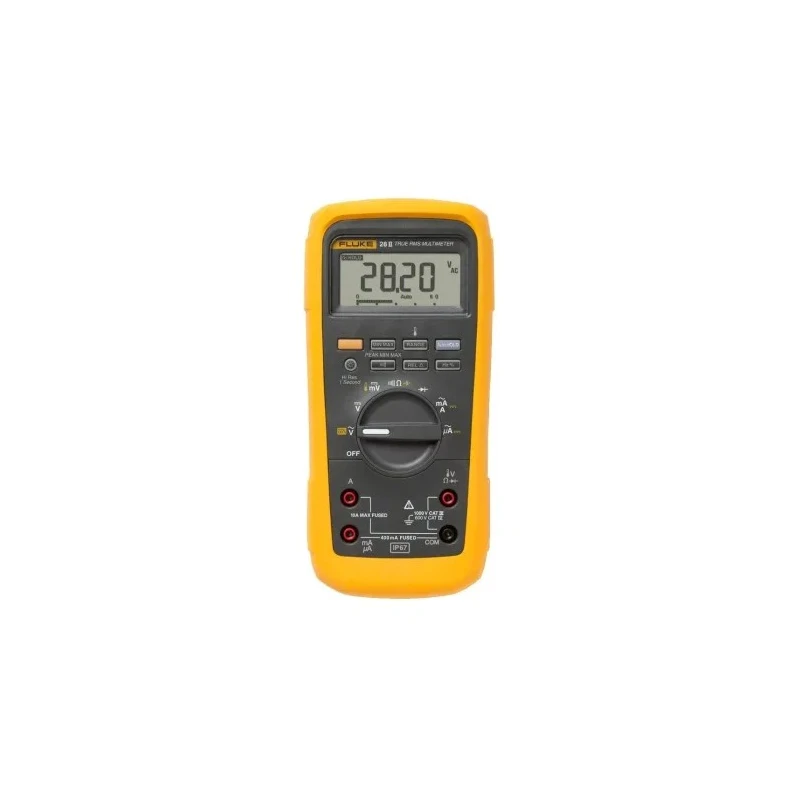 Fluke Handheld Digital Multimeter True RMS, 10 A, 1 kV Safety CAT III/IV, Battery Operated Fluke 28-II