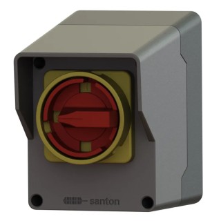 SANTON 4-Pole Wall Mount Isolator Switch IP20, 25A, Red Handle 