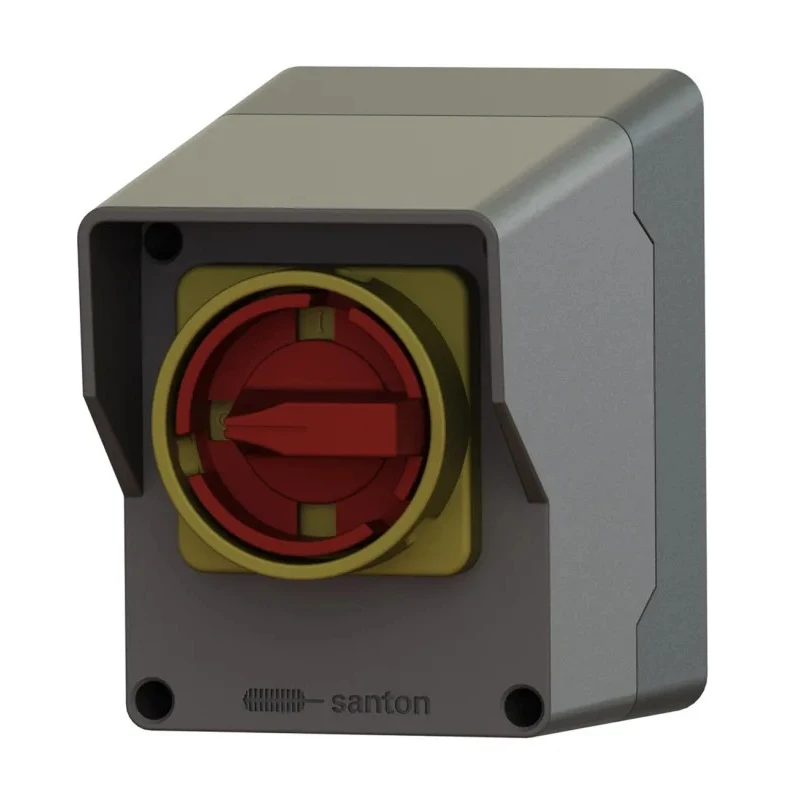 SANTON 4-Pole Wall Mount Isolator Switch IP20, 25A, Red Handle 
