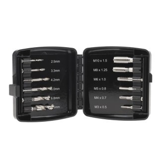 RS PRO Tap & Drill Set Metric Standard M3 to M10 Thread Size Hexagon Drive Hand Tap 12 Piece HSS 669-9404