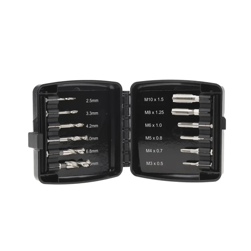 RS PRO Tap & Drill Set Metric Standard M3 to M10 Thread Size Hexagon Drive Hand Tap 12 Piece HSS 669-9404