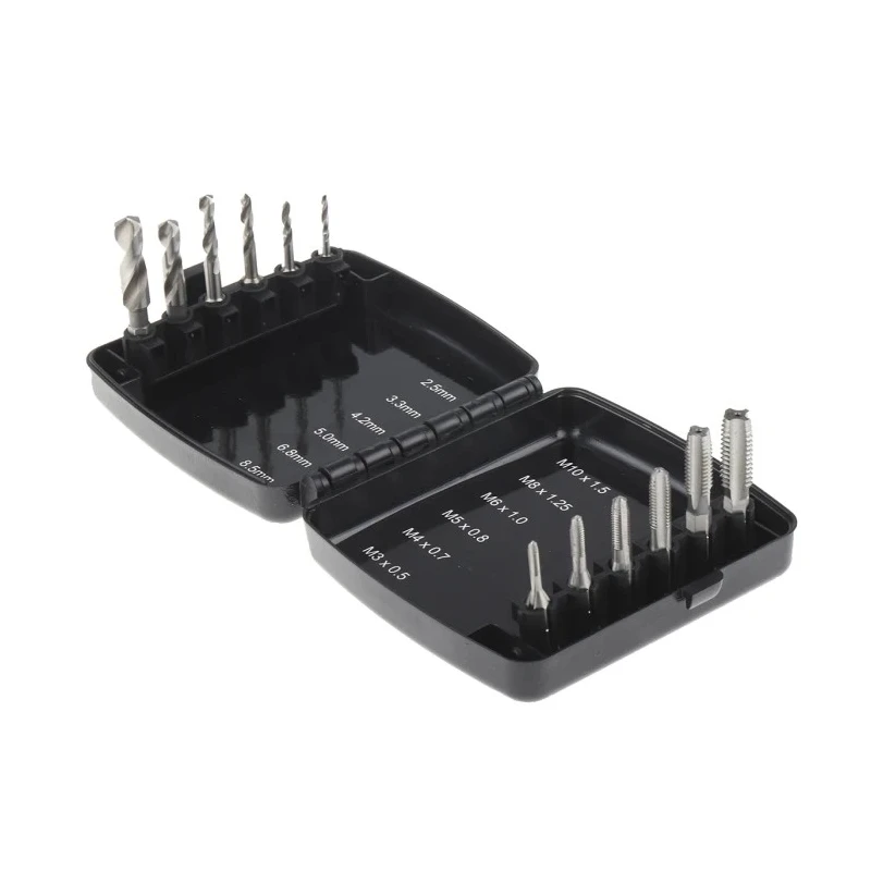 RS PRO Tap & Drill Set Metric Standard M3 to M10 Thread Size Hexagon Drive Hand Tap 12 Piece HSS 669-9404