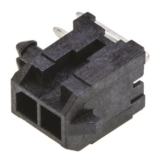 Molex Micro-Fit 3.0 Series Right Angle Through Hole PCB Header, 2 Contacts, 3 mm Pitch, 2 Row, Shrouded 43045-0201