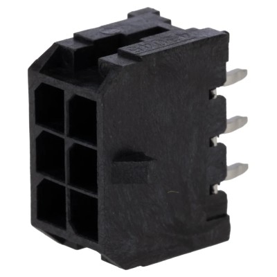 Molex Micro-Fit 3.0 Series Straight Through Hole PCB Header 6 Contacts 3 mm Pitch 2 Row Shrouded 43045-0625