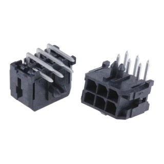 Molex Micro-Fit 3.0 Series Right Angle Through Hole PCB Header 6 Contact 3 mm Pitch 2 Row Shrouded 43045-0602