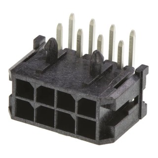 Wurth Elektronik Micro-Fit 3.0 Series Right Angle Through Hole PCB Header 8 Contacts 3 mm Pitch 2 Rows Shrouded 43045-0802