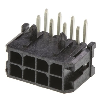 Molex Micro-Fit 3.0 Series Right Angle Through Hole PCB Header, 8 Contact, 3 mm Pitch, 2 Row, Shrouded 43045-0802