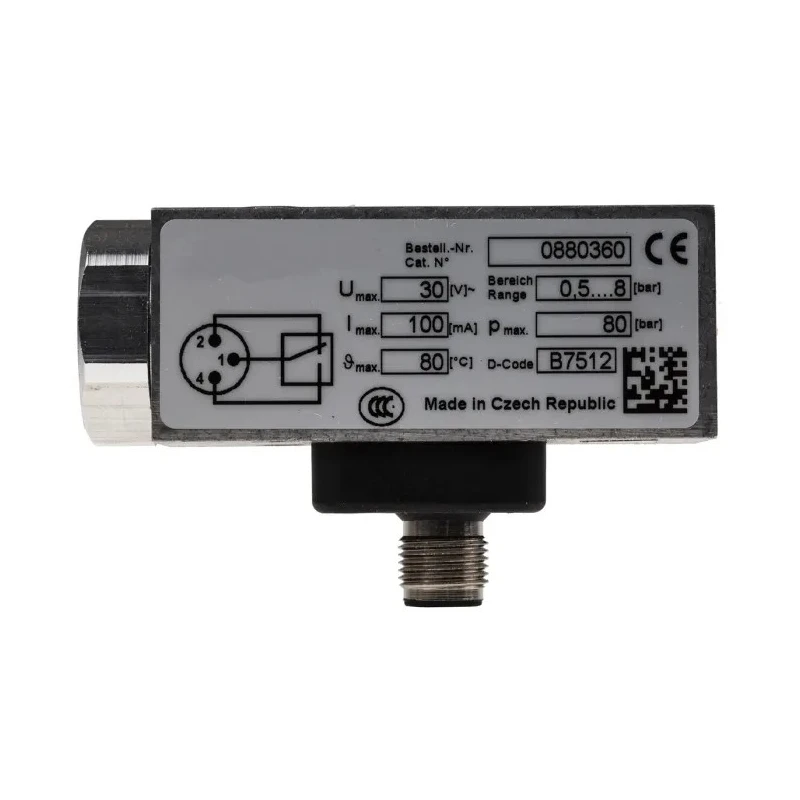 RS PRO Electromechanical Pneumatic Pressure Switch 0.5 bar to 8 bar 30V IP67 136-6271