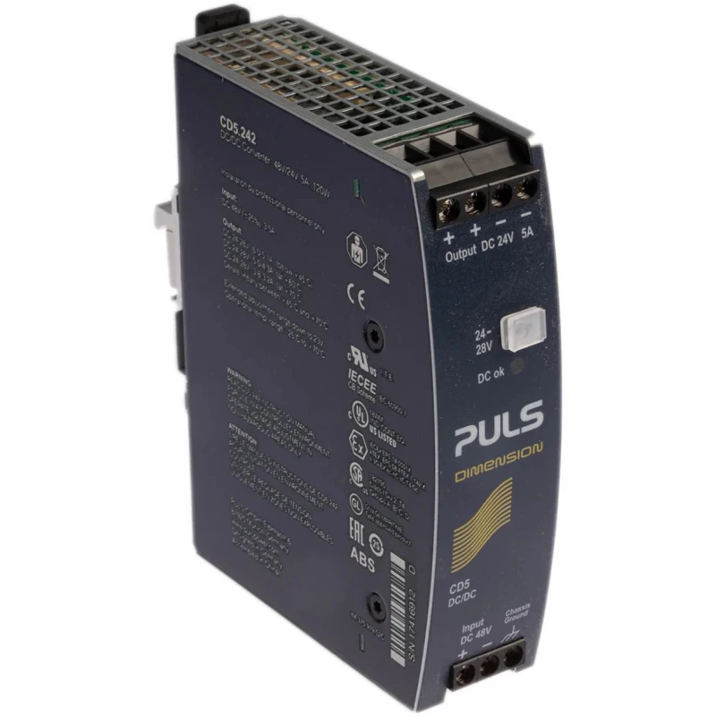 PULS DIMENSION-CD DC/DC Converter, 24V DC Output, 5 A, 48V-60V DC Input, DIN Rail Mount, 120 W, 70 °C Operating CD5.242