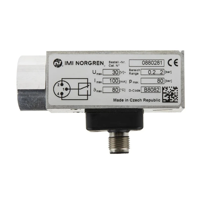RS PRO Electromechanical Pressure Switch 0.2 bar to 2 bar, 30V, M12 x 1 Thread 136-6275